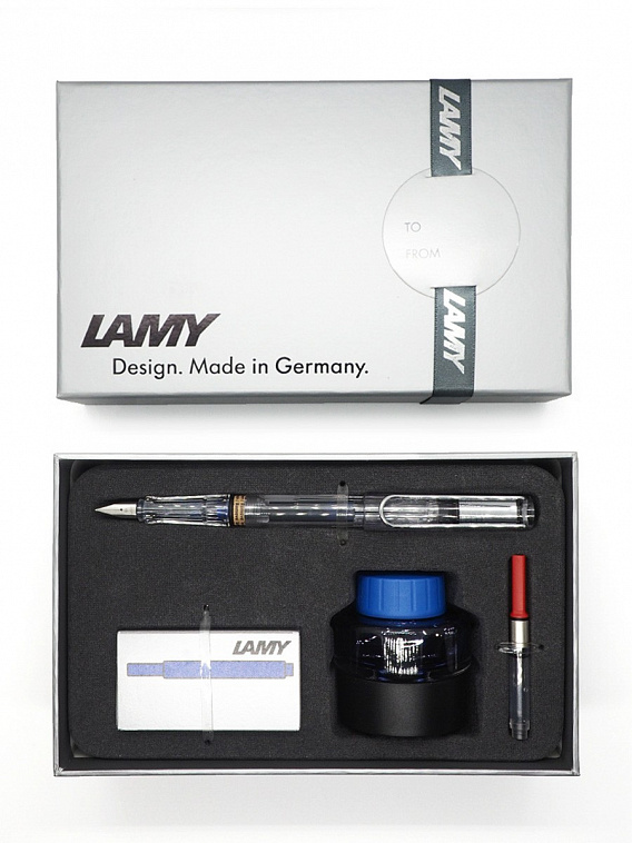Набор ручка перьевая LAMY Vista, F корпус прозрачный+ картридж синий+ чернила син.+ конвертер