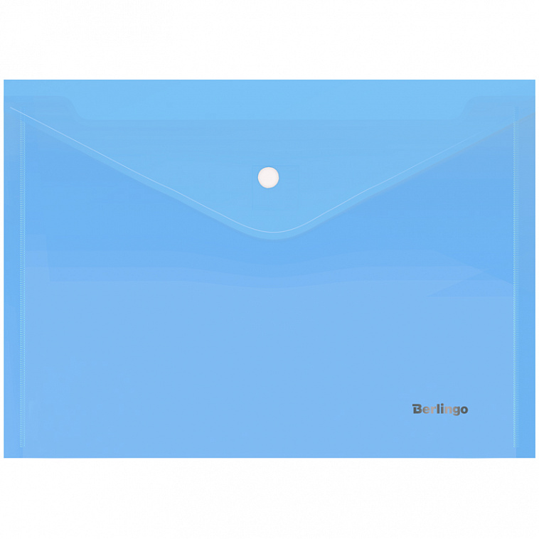 Папка-конверт на кнопке Berlingo "Starlight" А4, прозрачная, голубая