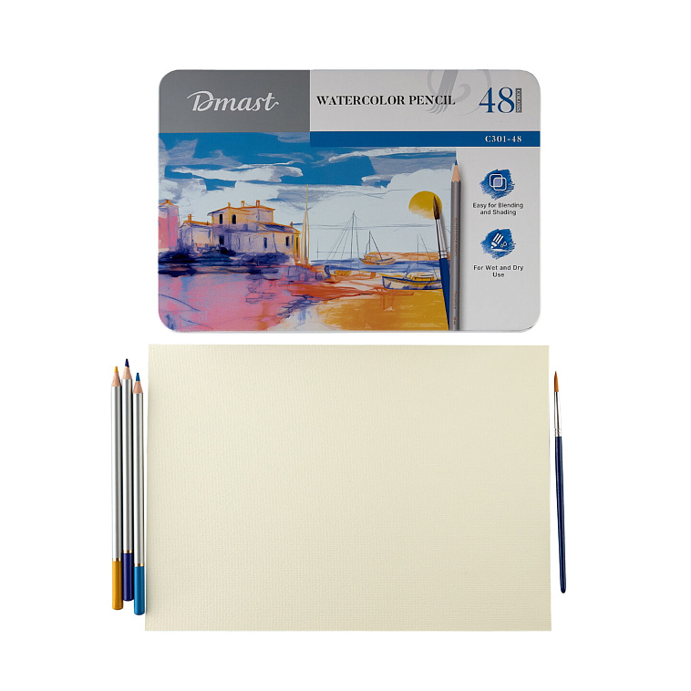 Набор карандашей акварельных Dmast 48 цв в металлическом пенале 606x758