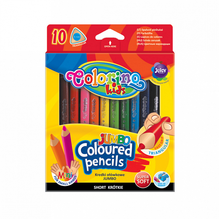 Набор карандашей цветных Colorino JUMBO mini, 10 цветов, с точилкой