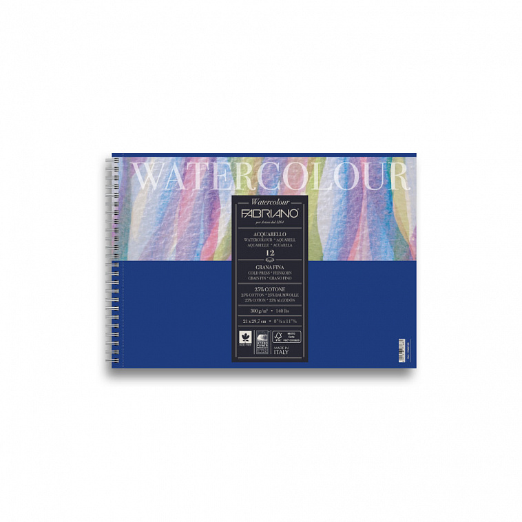 Альбом для акварели на спирали Fabriano "Watercolour" 21x29,7 см 12 л 300 г