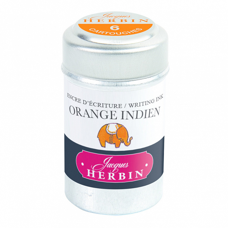 Набор картриджей для перьевой ручки Herbin, Orange indien Оранжевый, 6 шт 606x758