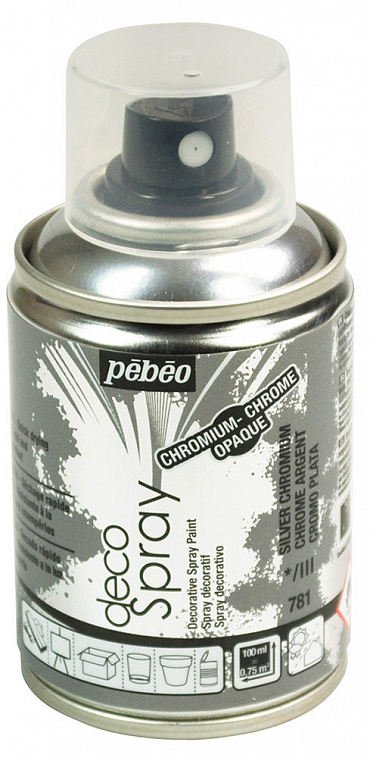 Акрил в аэрозоли Pebeo "decoSpray" 100 мл, под серебро хром