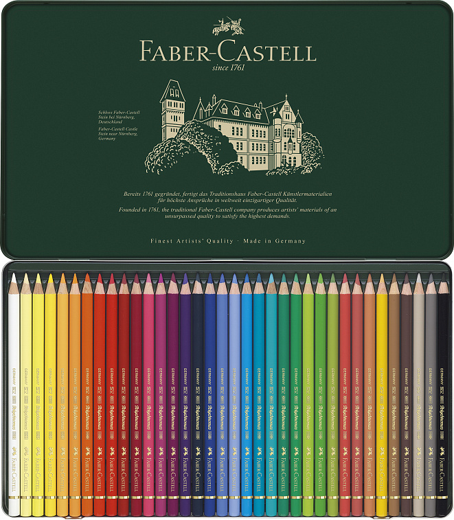 Набор карандашей цветных Faber-castell "Polychromos" 36 шт проф-ные в металле  