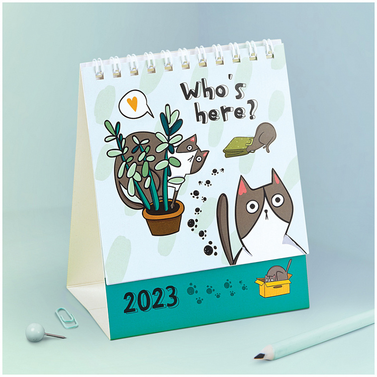 Календарь-домик MESHU "Juicy cats", на гребне, 2023 г