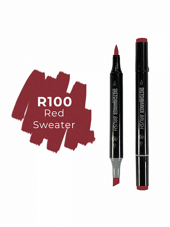 Маркер двухсторонний на спиртовой основе Sketchmarker Brush Цвет Красный свитер 606x758