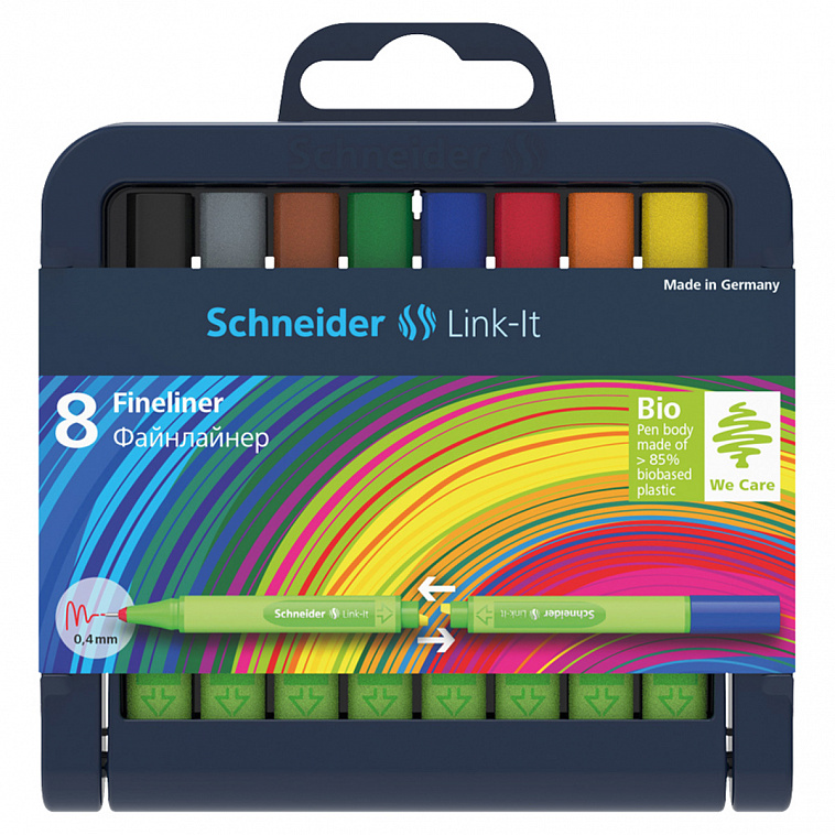 Набор капиллярных ручек Schneider "Link-It" 8 цв., 0,4 мм, европодвес 606x758