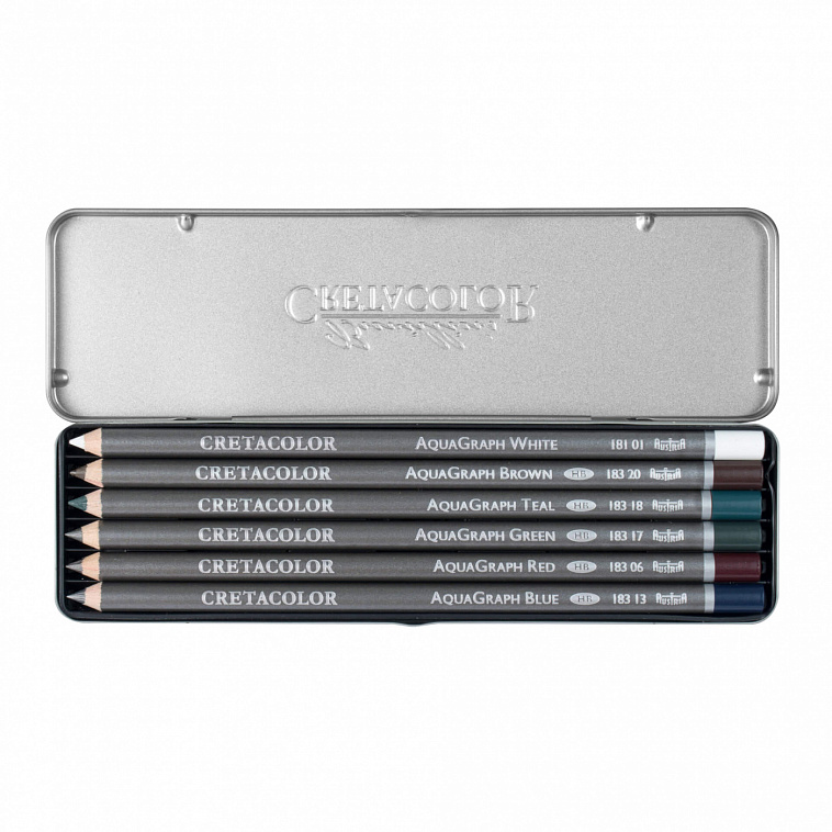 Набор карандашей акварельных Cretacolor "AQUA GRAPH SET" 6 цв в металлической коробке 606x758