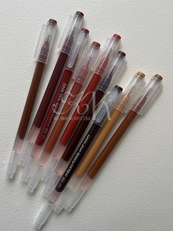 Набор ручек гелевых Languo, 0,6 мм, 9 цветов, телесные темные цвета 606x758