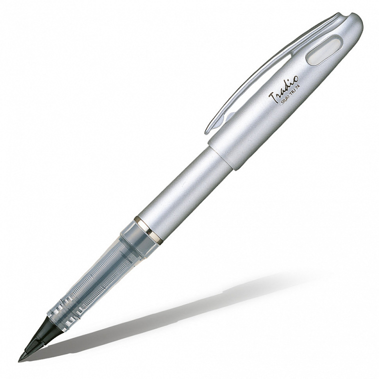 Капиллярная ручка Pentel "Tradio Stylo" с пластиковым пером, черные чернила, серебристый корпус