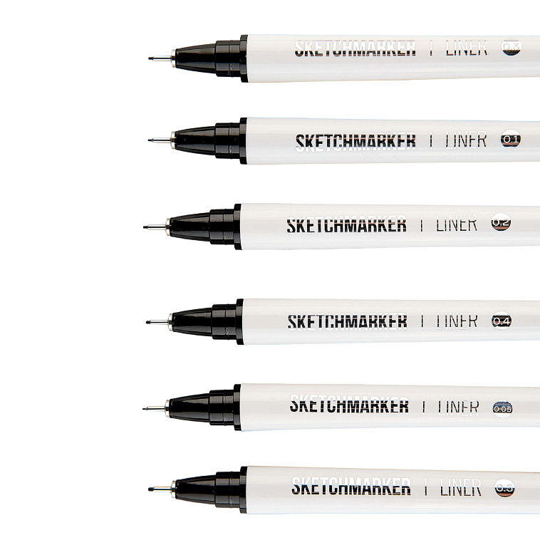 Набор ручек капиллярных SKETCHMARKER 6шт (0.05, 0.1, 0.2, 0.3, 0.4, 0.5мм) NEW 606x758