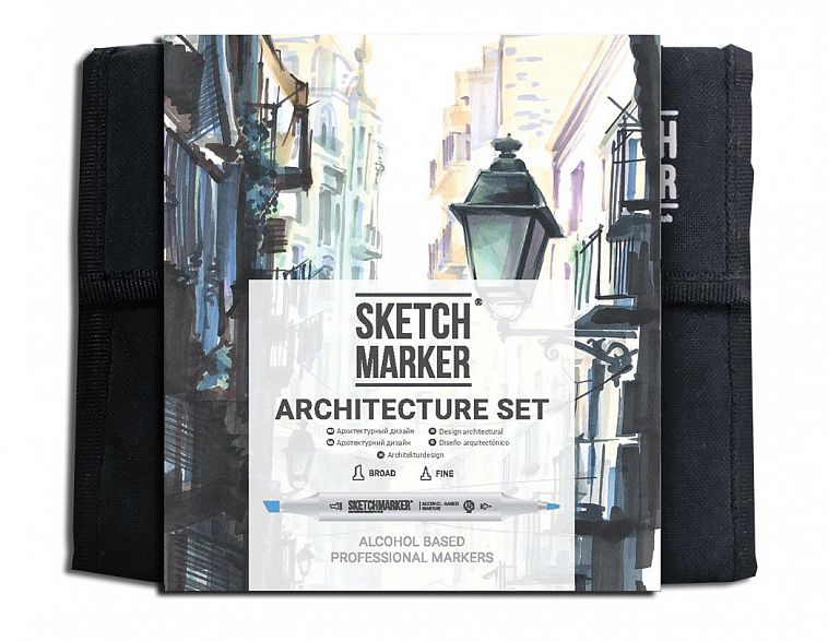 Набор маркеров Sketchmarker Architecture 36 set Архитектура (36 маркеров + сумка органайзер)