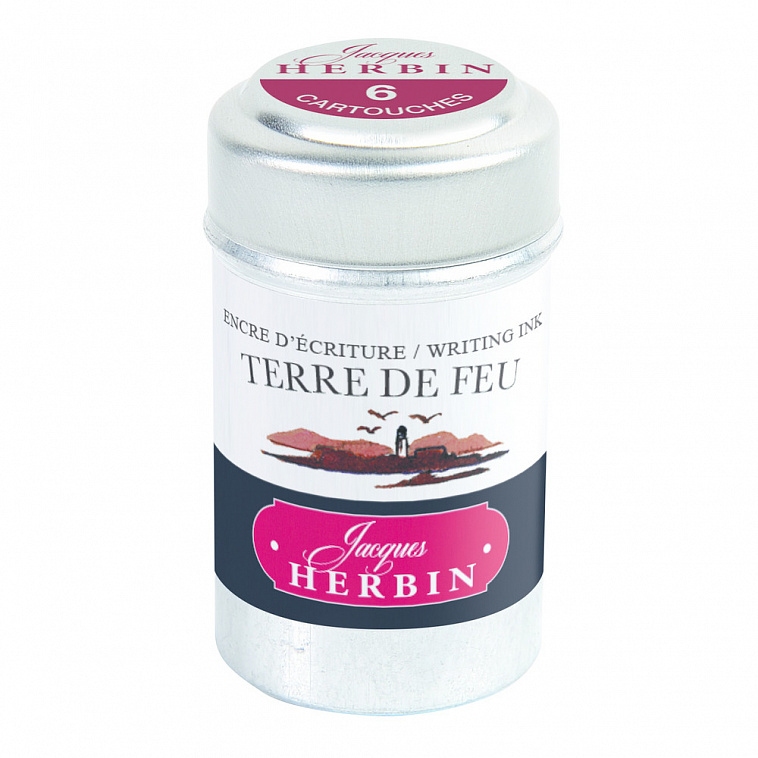 Набор картриджей для перьевой ручки Herbin, Terre de feu Красно-коричневый, 6 шт 606x758