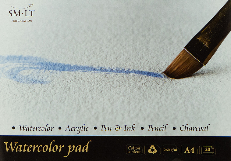 Альбом-склейка для акварели SMLT Watercolor pad А4 20 л 260 г