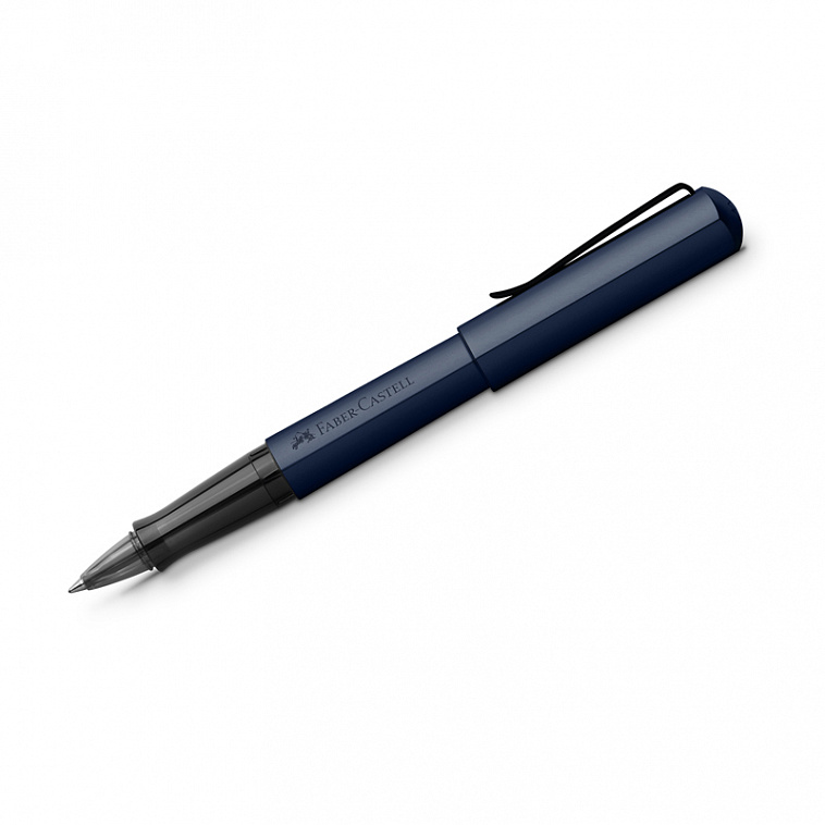 Ручка-роллер Faber-Castell "Hexo" черная, 0,7 мм, шестигран., синий корпус, инд. карт. упаковка
