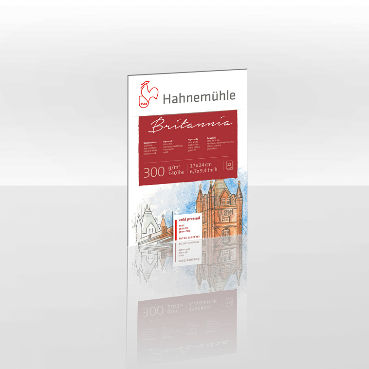 Альбом-склейка для акварели Hahnemuhle "Britannia", 300 г/м2, 17х24 см, 12 л, целлюлоза 100%, средне 606x758