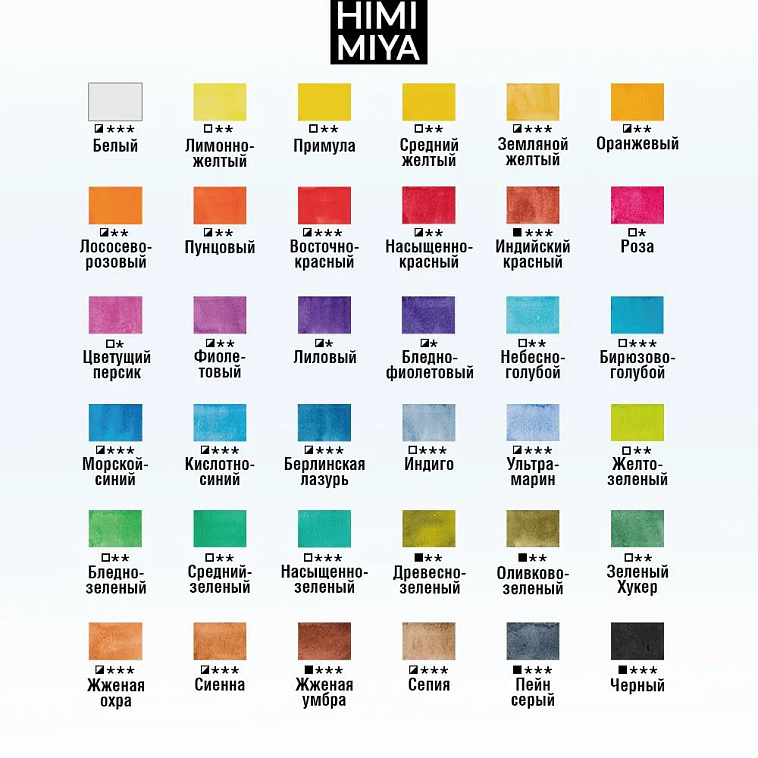 Набор акварели HIMI 36 цвета 606x758