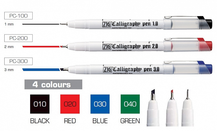 Ручка для каллиграфии "Calligraphy Pen Obligue Tip" 2 мм скошенное перо, все цвета