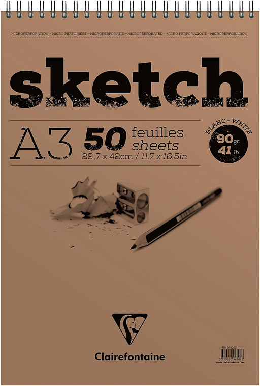 Скетчбук на спирали Clairefontaine"Sketch" A3 50 л 90 г, коричневый 606x758