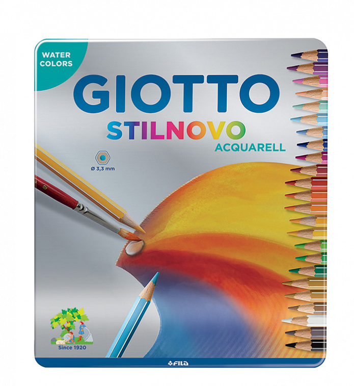Набор карандашей акварельных Fila Giotto "Stilnovo" 24 цв в метал кор 