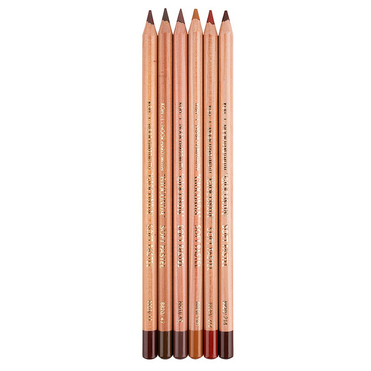 Набор карандашей пастельные Koh-I-Noor "Gioconda Soft 8826 Brown Line" 6 цв, картон. упак., европодв 606x758