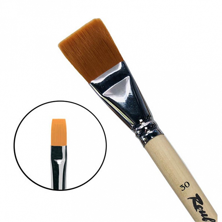 Кисть синтетика №30 плоская Roubloff "1222" длинная ручка п/лак 606x758