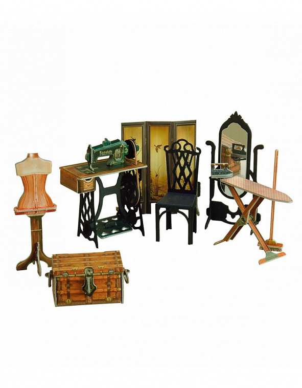 Объемный пазл, коллекционный набор мебели "Швейная мастерская"