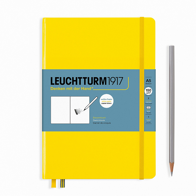 Скетчбук Leuchtturm А5 112 стр., 150 г, твердая обложка желтый