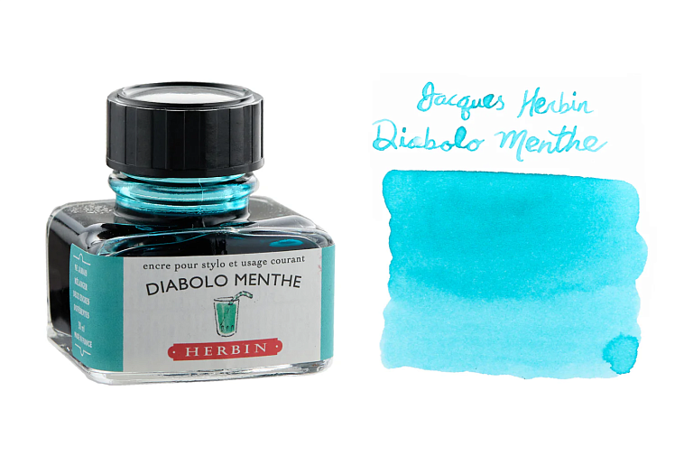 Чернила в банке Herbin, 30 мл, Diabolo menthe Бирюзовый 606x758