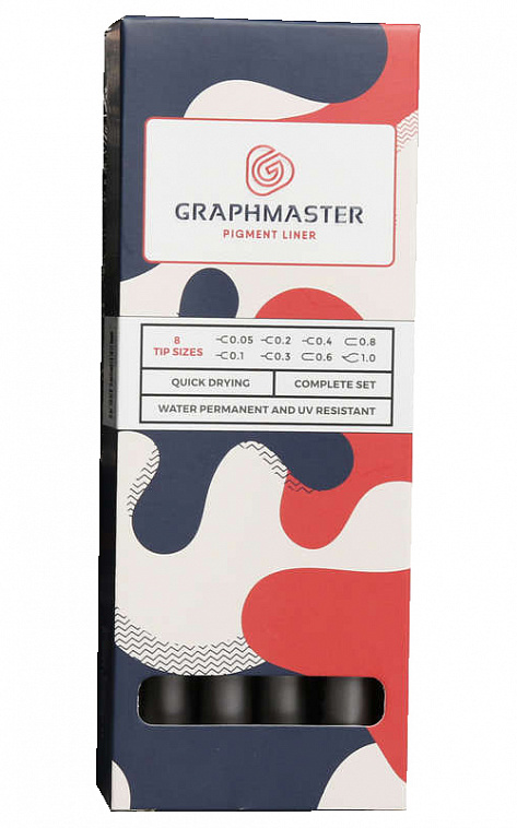 Набор линеров Graphmaster пигментных S/F/M 8 шт. 