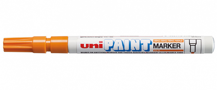 Маркер-краска Uni "Paint" PX-21, 0,8-1,2 мм, алюминиевый корпус, оранжевый 606x758
