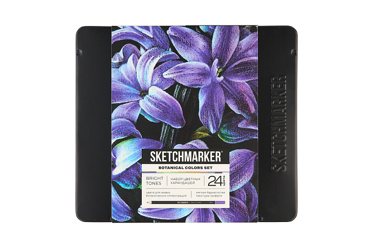 Набор карандашей цветные Sketchmarker "Ботаника", 24 цвета, жестяной пенал 606x758