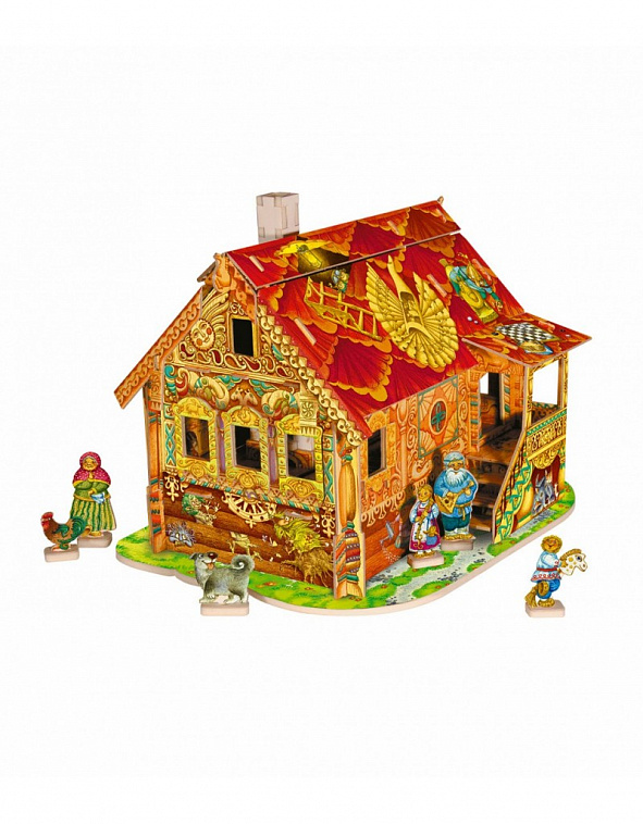 Игровой набор из картона, сборный домик с героями "Красная изба"
