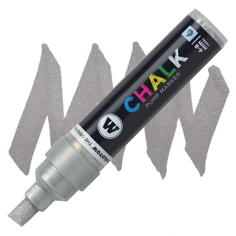 Маркер меловой Molotow "CHALK" 4-8 мм металлик Серебро 606x758