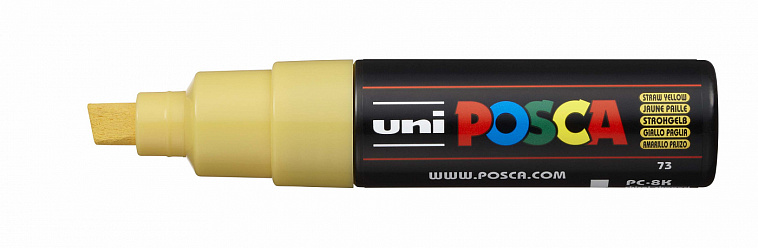 Маркер UNI "POSCA" PC-8K, до 8,0 мм, наконечник скошенный, цвет соломенно-желтый 606x758