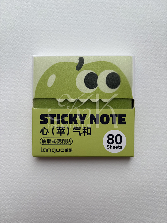 Блок самоклеящийся Languo, Z-сложение, 76х76 мм, 80 л, квадратный, зеленый светлый 606x758