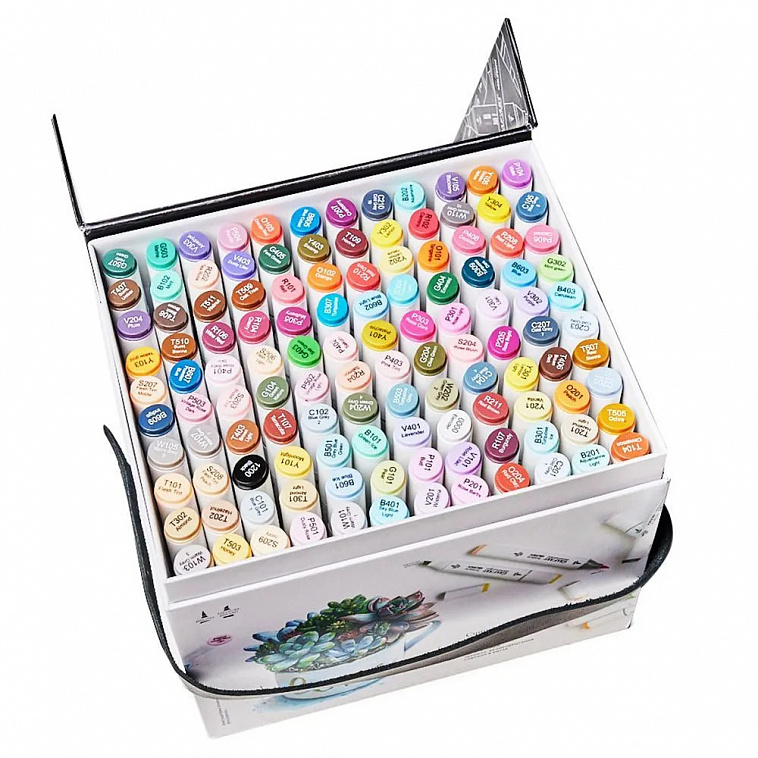 Набор спиртовых маркеров Малевичъ "GrafArt Brush" Максимальный, 120 цветов 606x758