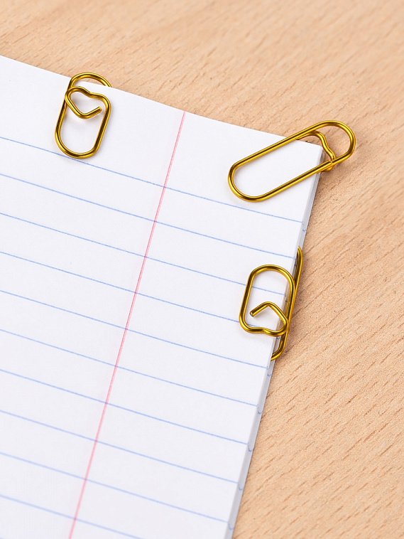 Скрепки фигурные Globus с сердечком 28 мм 50 шт., пластик.коробка, золотые 606x758