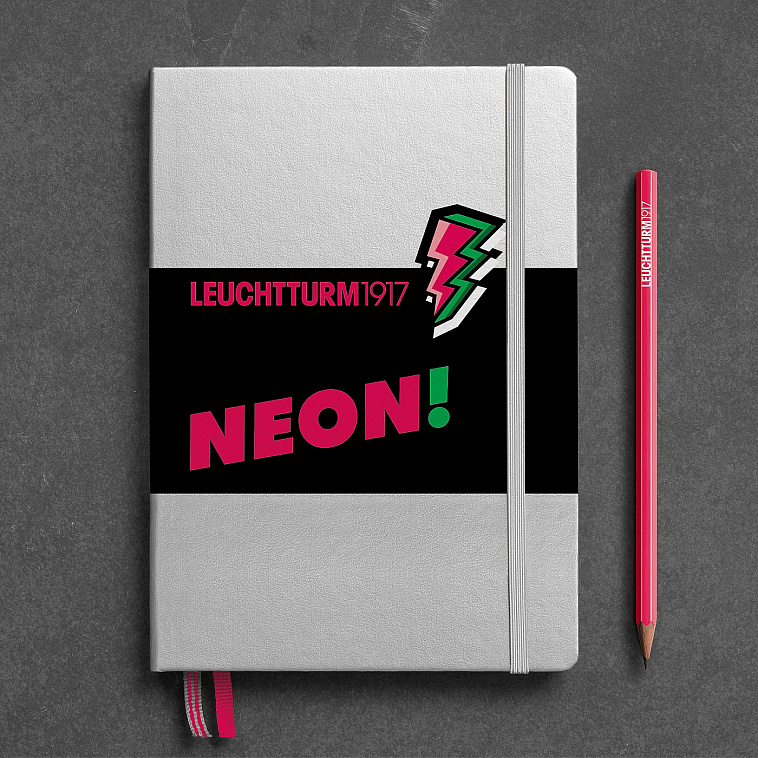 Книга для записей в точку Leuchtturm1917 "Neon!" А5, серебро/розовый
