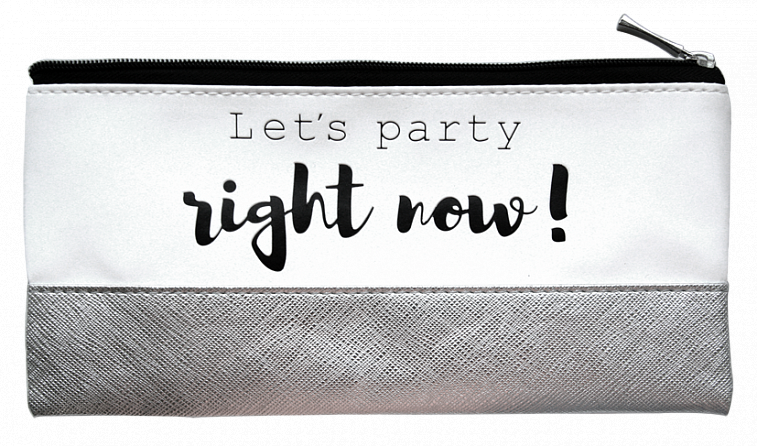 Пенал-косметичка "Infolio Study" Party 21х10 см, искусственная кожа, на молнии, серый