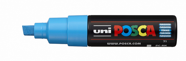 Маркер UNI "POSCA" PC-8K, до 8,0 мм, наконечник скошенный, цвет бирюзовый 606x758