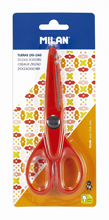 Ножницы фигурные MILAN "ZIGZAG" 16 см, пластиковые ручки цвет красный