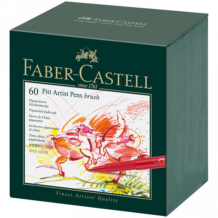 Набор ручек капиллярных Faber-Castell "Pitt artist pen" 60 цв, в кожзам. коробке