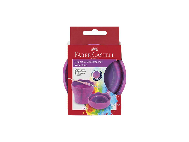 Стакан для воды Faber-Castell "Clic&Go", складной, розовый мрамор 606x758