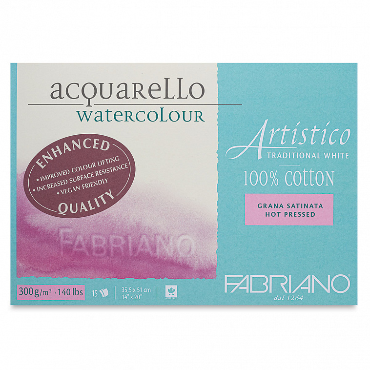 Альбом-склейка для акварели Fabriano "Artistico Traditional White" Сатин 31x51 см 15л 300 г