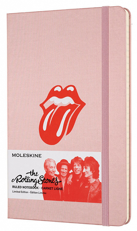 Записная книжка в линейку Moleskine "Limited Edition ROLLING STONES" Large 130х210 мм 240 стр, розов