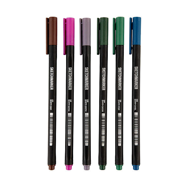 Набор цветных линеров Sketchmarker "Artist Fine Pen" Intense 6 цветов в картонной упаковке 606x758