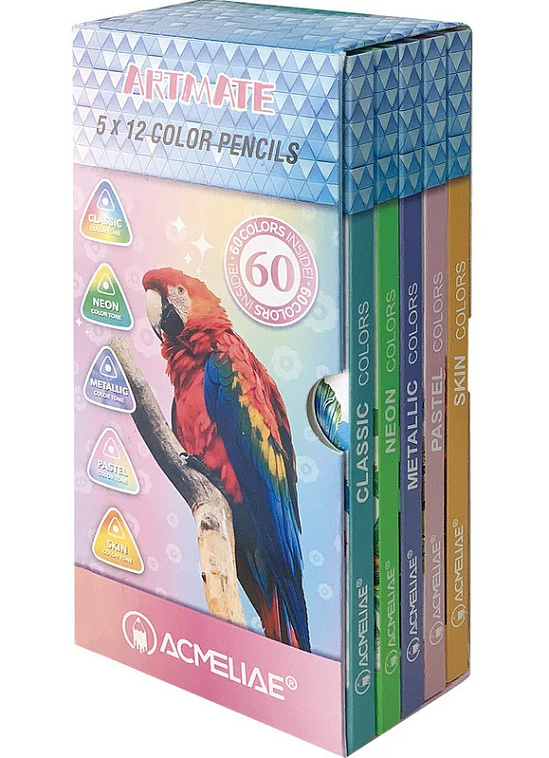 Набор карандашей цветных ACMELIAE "Artmate" 5 в 1, 60 цв 606x758