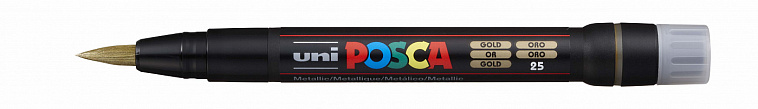 Маркер UNI "POSCA" PCF-350, кисть, цвет золотой 606x758