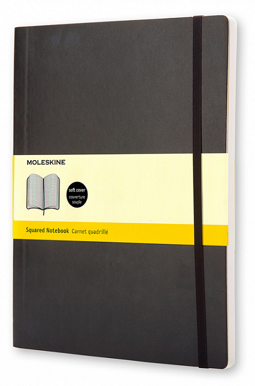 Записная книжка в клетку Moleskine "Classic Soft" XLarge 19х25 см 192 стр., обложка мягкая черный 